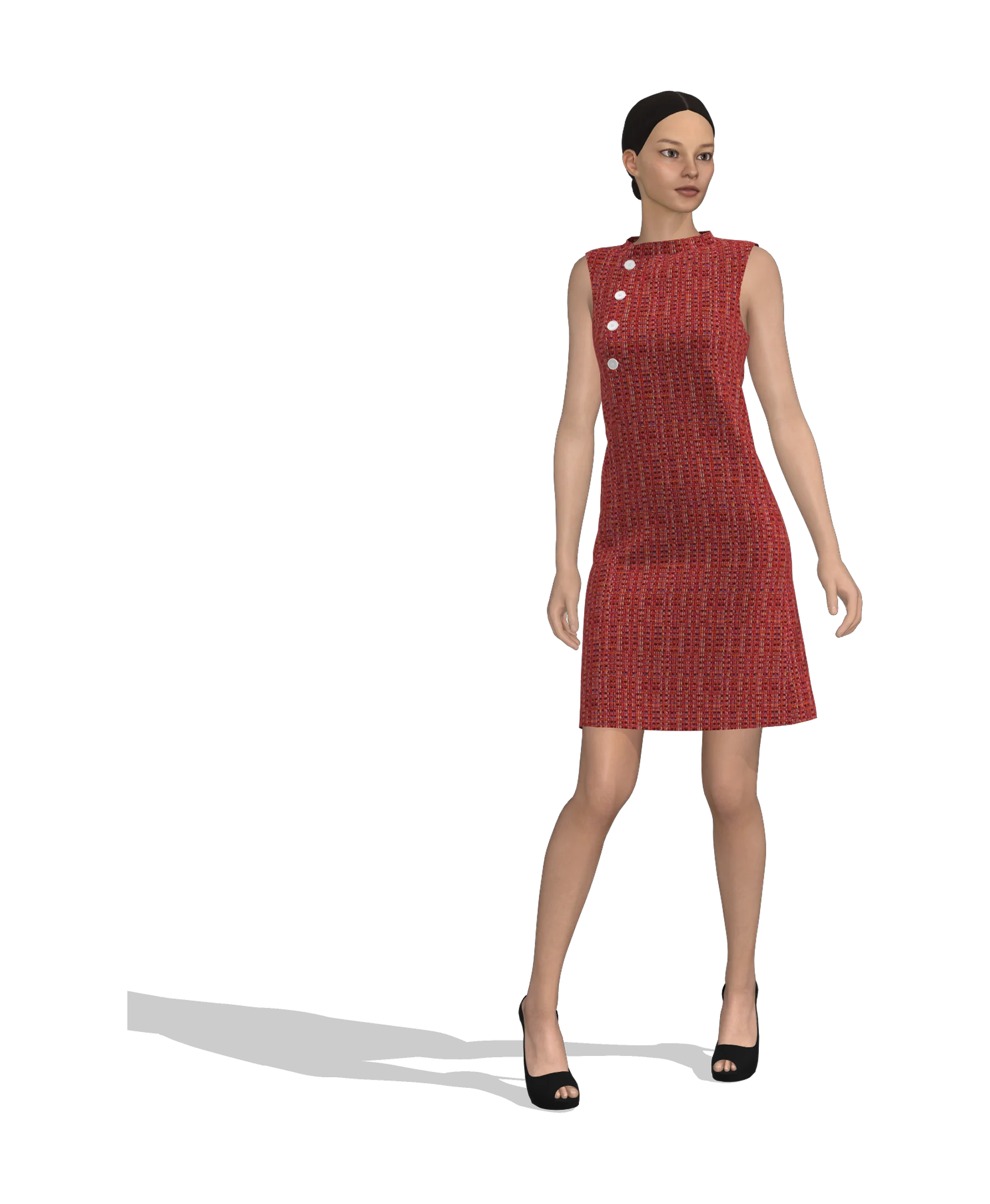 KDscion p69 sleeveless quarter button sheath dress